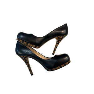 Coach Alexa Napa Black leather High Heels Shoes 8.5 B